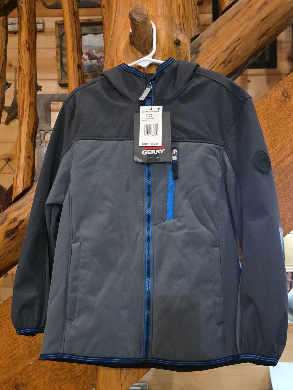 Gerry Dark Gray Softshell Jacket with Blue Trim
